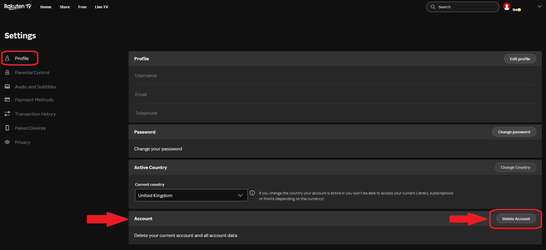 How can I delete my Rakuten Global account ? – Rakuten TV Help Centre